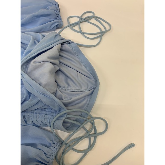 Hello Molly Tangy Bellini Ruched Blue Mini Dress Size S Long Sleeve - Picture 3 of 7